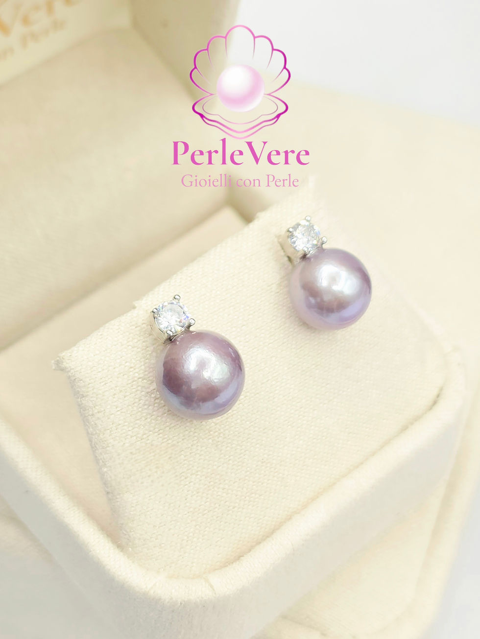 Miniatura: Perlevere.it Orecchini con perle viola rosa violet pink pearls earrings