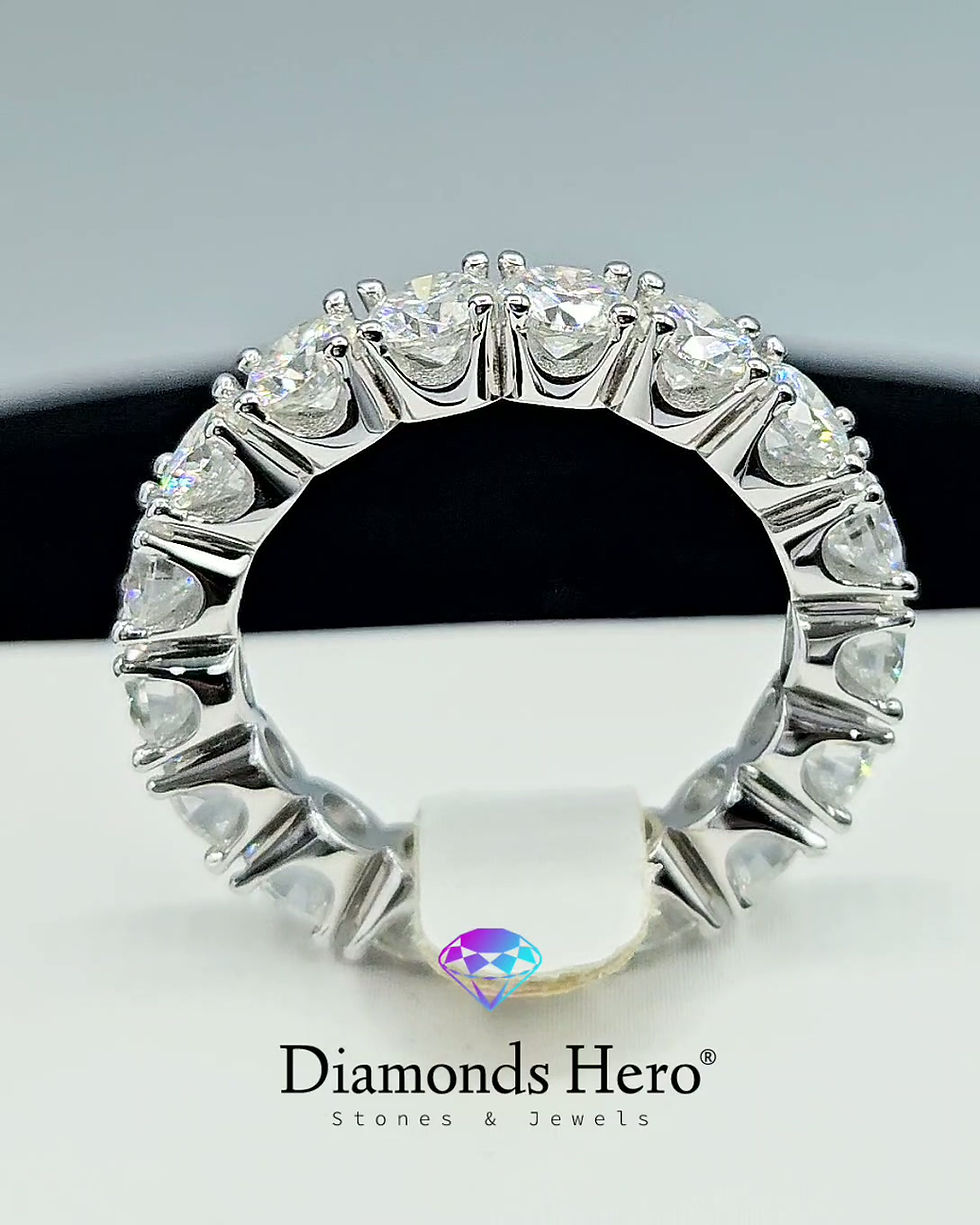 Miniatura: diamondshero.it anello veretta eternity argento oro moissanite diamante diamond silver gold ring