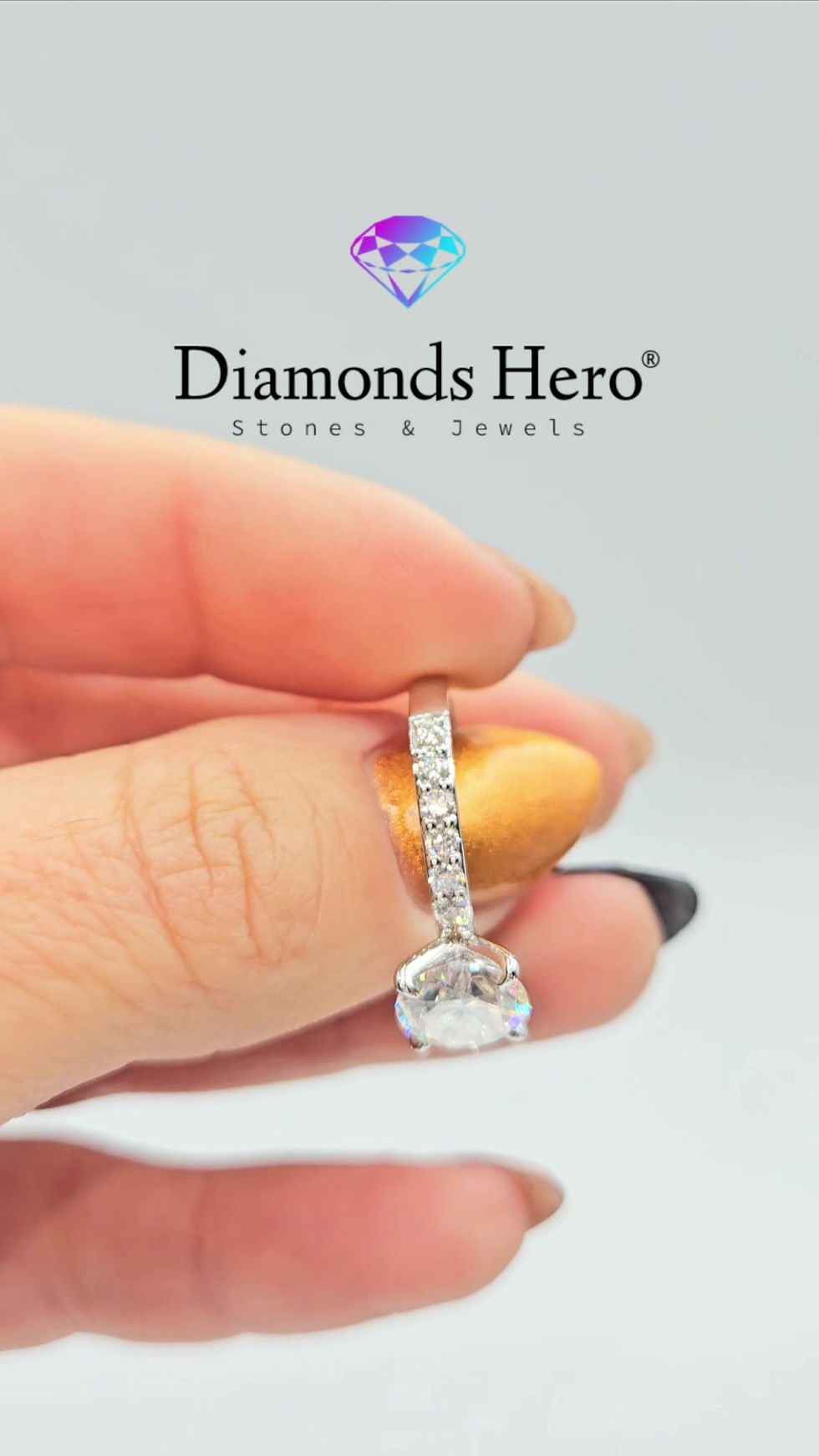 Miniatura: www.diamondshero.it anello solitario argento oro diamante brillante moissanite round rotondo tiffany ring diamond silver gold
