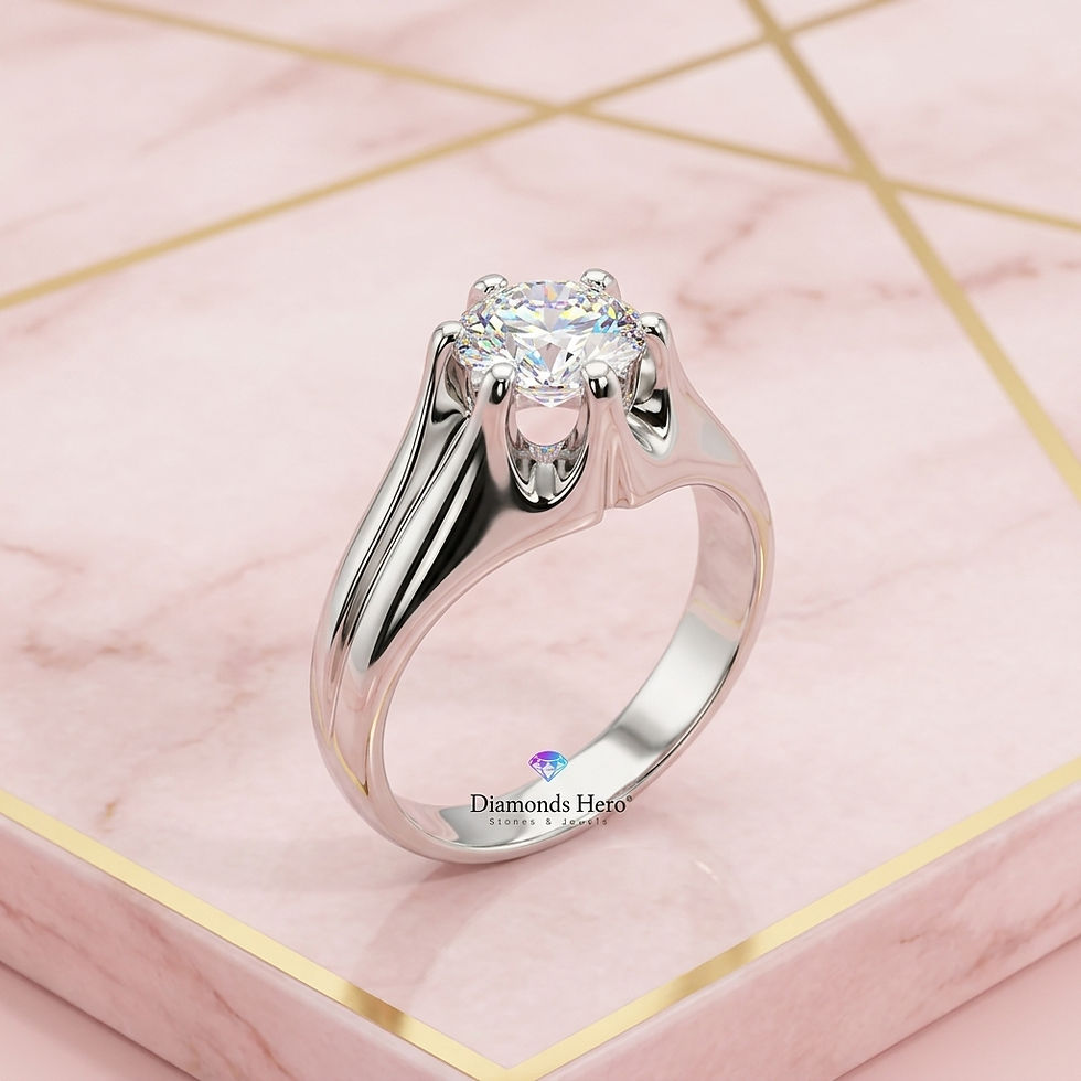 diamondshero.it anello uomo solitario diamante moissanite taglio round cut ring silver gold diamond
