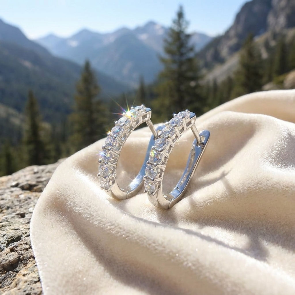 orecchini monachella earrings punto luce oro argento brillante diamante moissanite diamond silver