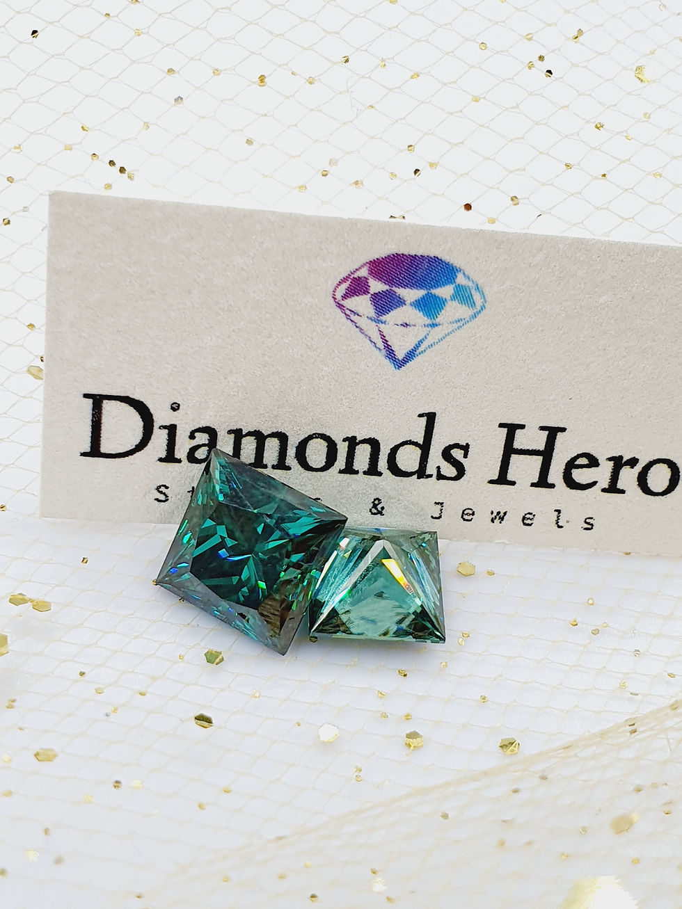 Miniatura: diamondshero.it brillante diamante moissanite principessa verde green princess moissanit diamond brilliant