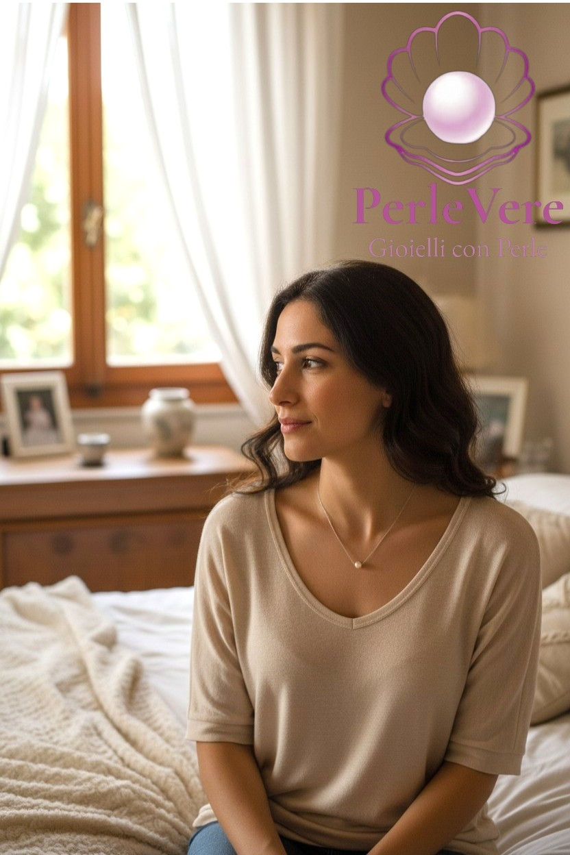 Perlevere.it collana con perla bianca di acqua dolce white freshwater pearls necklace