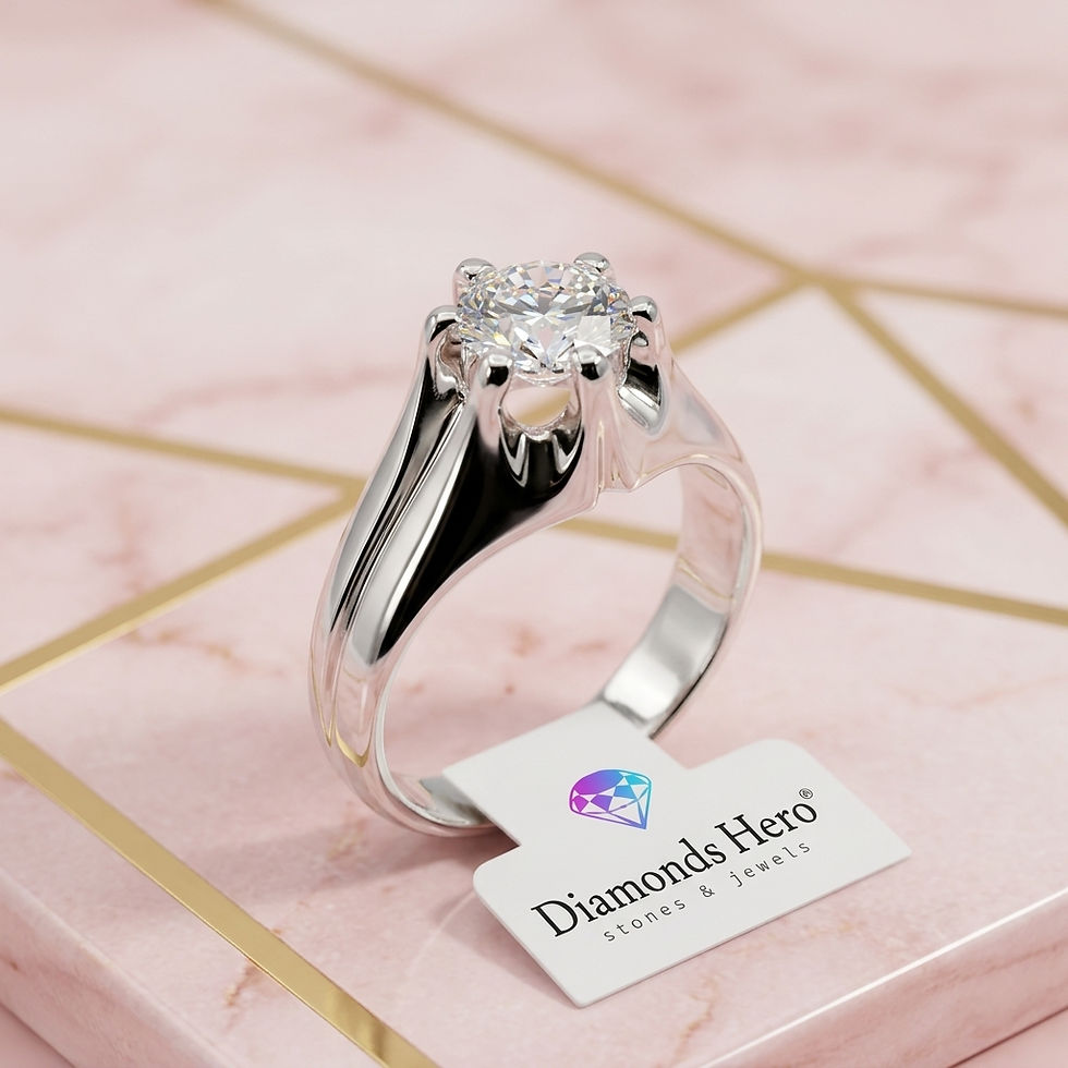 diamondshero.it anello uomo solitario diamante moissanite taglio round cut ring silver gold diamond