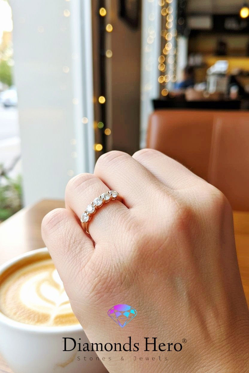 Miniatura: diamondshero.it anello moissanite 5 pietre argento rosa oro silver gold ring
