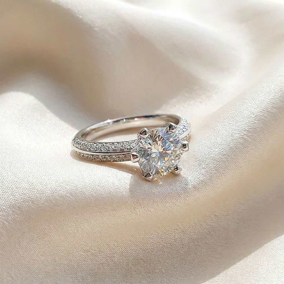 Miniatura: diamondshero.it anello solitario pavé argento oro moissanite diamante diamond silver gold ring