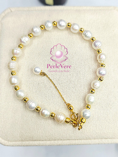 Bracciale rigido in oro Bianco con perle acqua dolce 3.00 - 3.50 mm | Gioiellor Bracciale rigido in oro Bianco con perle acqua dolce 3.00 - 3.50 mm | Gioiellor