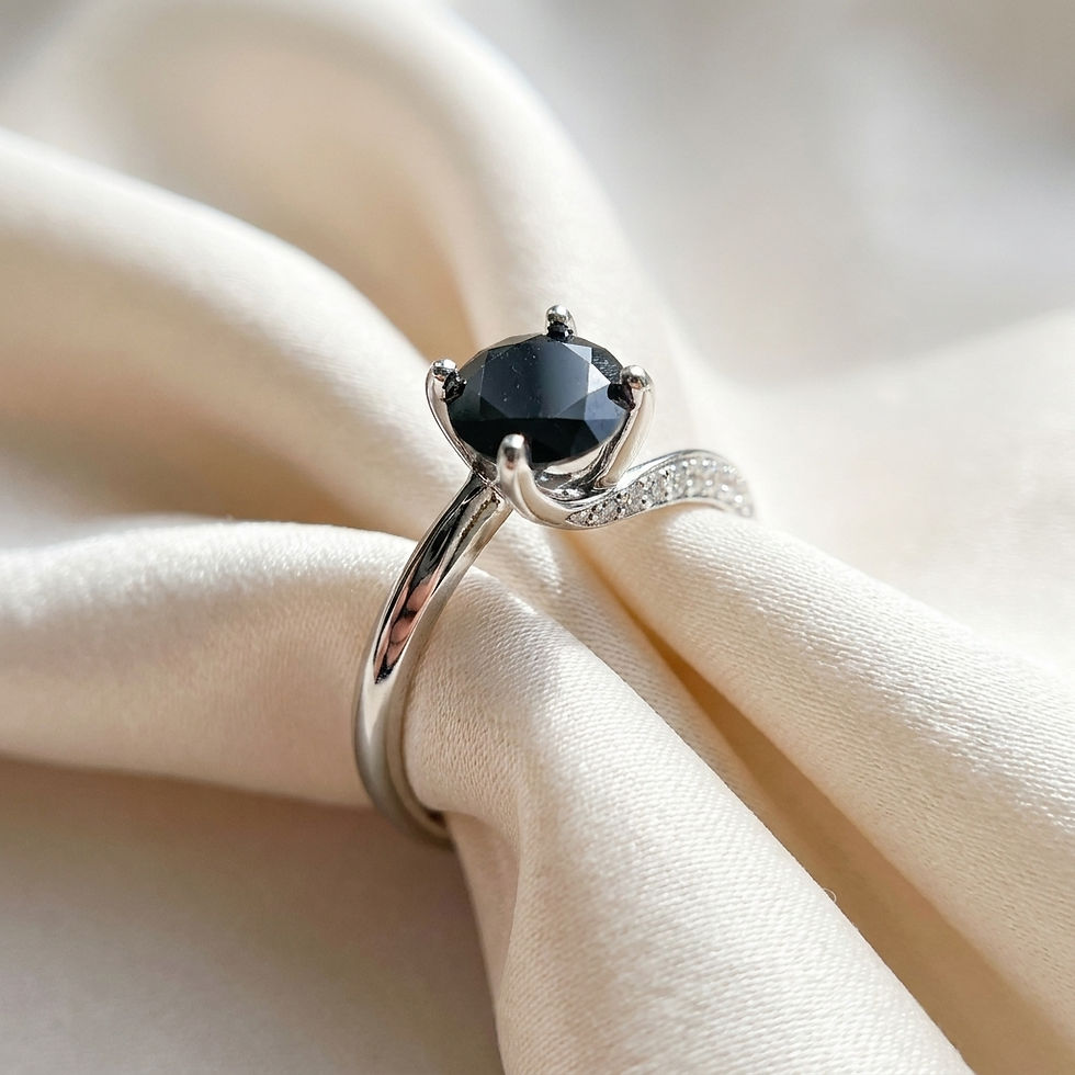 diamondshero.it anello solitario argento oro diamante brillante moissanite round rotondo nero black ring diamond silver gold