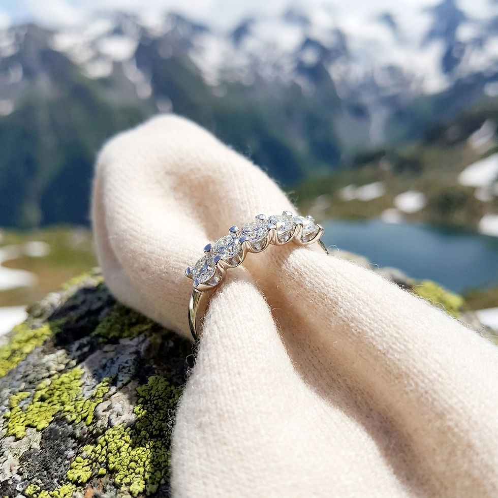 diamondshero.it anello moissanite 5 pietre argento oro silver gold ring