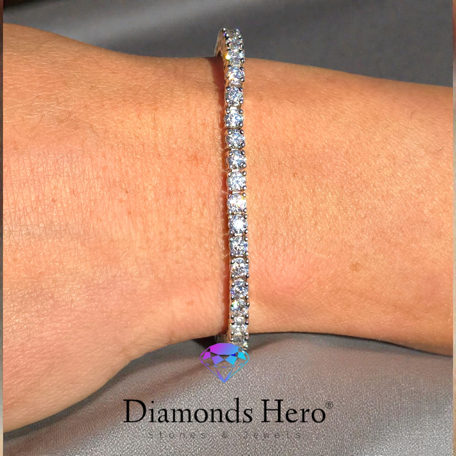diamondshero.it bracciale tennis bracelet oro argento brillante diamante moissanite diamond silver