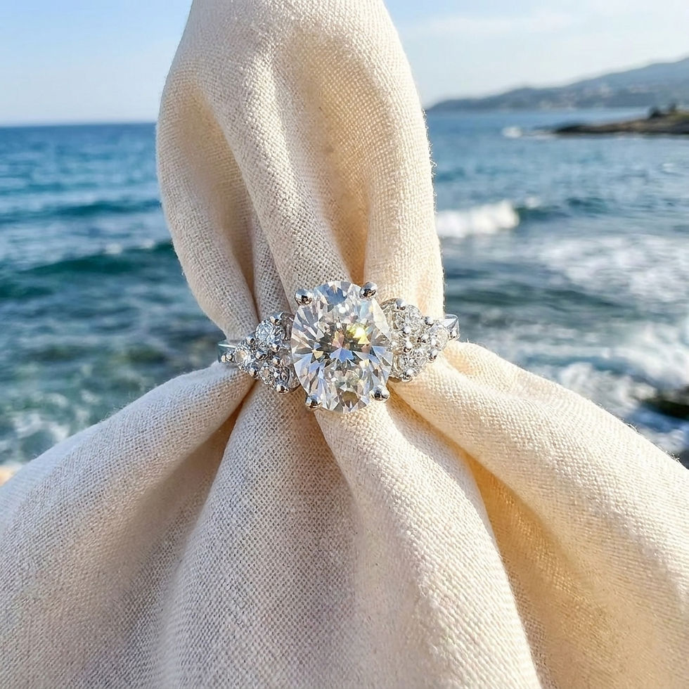 Miniatura: diamondshero.it anello argento oro moissanite taglio ovale diamante oval cut diamond silver gold ring