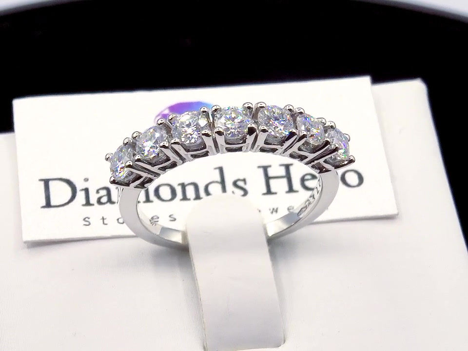 Miniatura: diamondshero.it anello argento oro moissanite veretta diamante diamond silver gold ring eternity