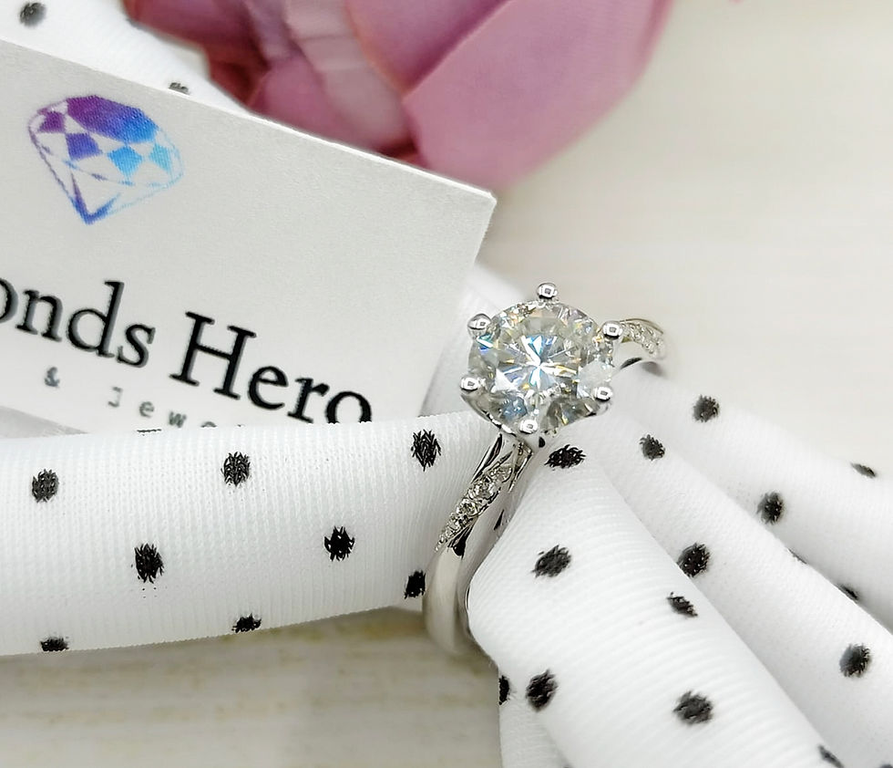 Miniatura: diamondshero.it anello solitario argento oro moissanite diamante diamond silver gold ring
