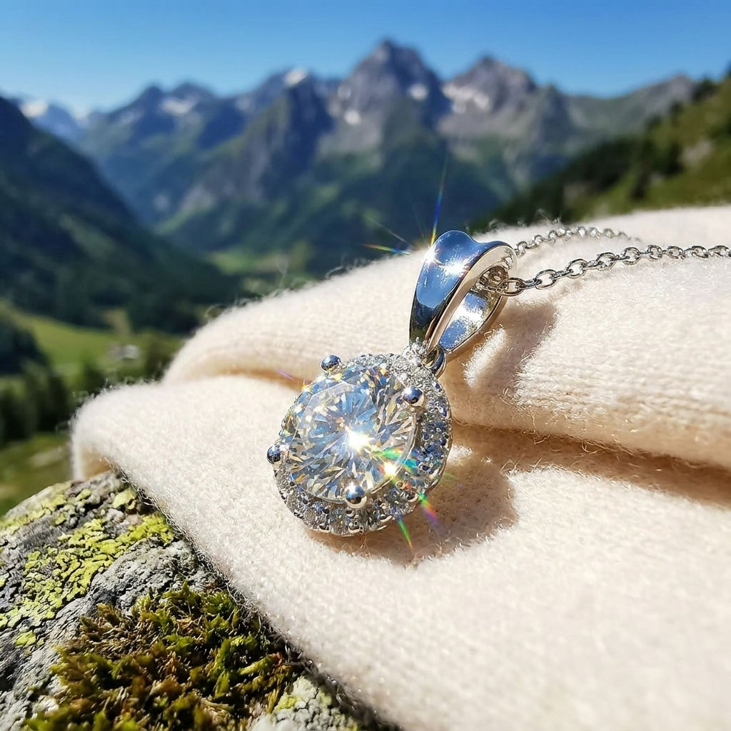 pendente punto luce oro argento brillante diamante moissanite diamond ring silver pendant