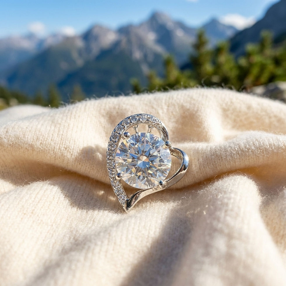 Miniatura: pendente punto luce cuore oro argento brillante diamante moissanite diamond ring silver heart pendant
