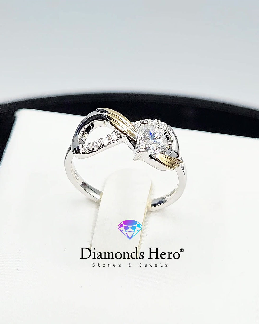 Miniatura: www.diamondshero.it anello infinito argento oro diamante brillante moissanite round rotondo infinity ring diamond silver gold