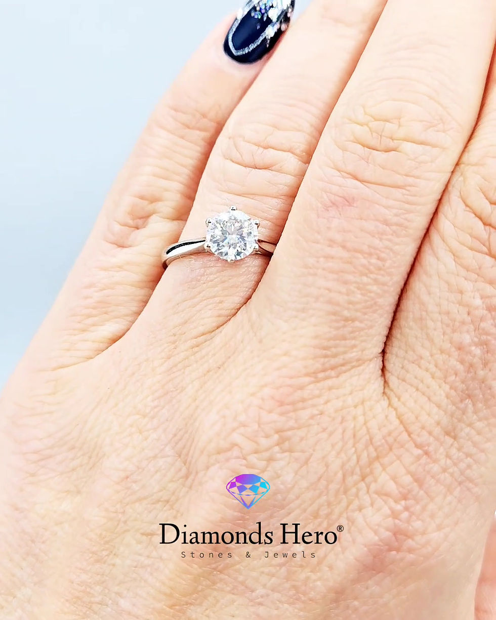 Miniatura: diamondshero.it anello solitario moissanite pietre argento rosa oro silver gold ring