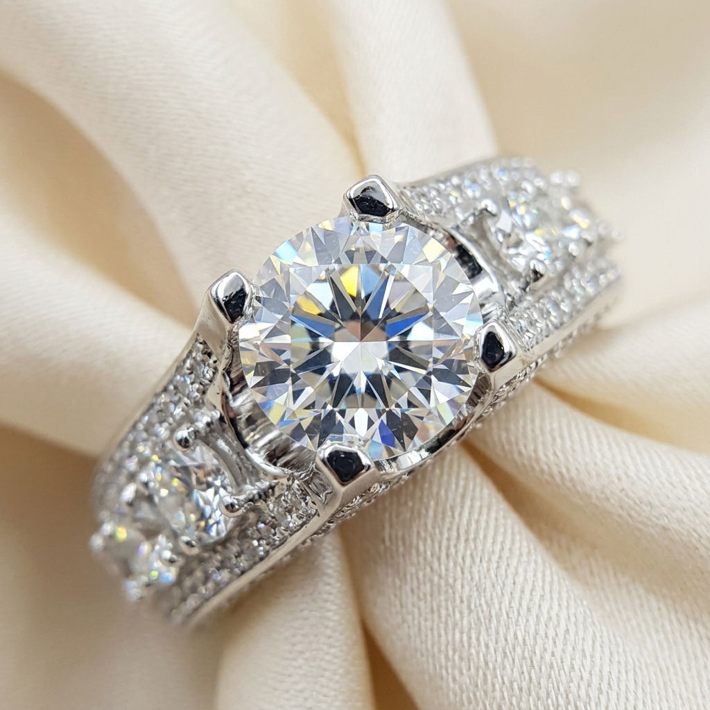 diamondshero.it anello solitario diamante moissanite ring silver gold diamond