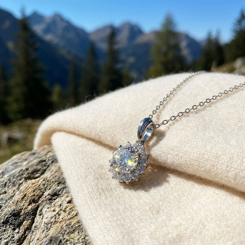 Miniatura: pendente punto luce oro argento brillante diamante moissanite diamond ring silver pendant