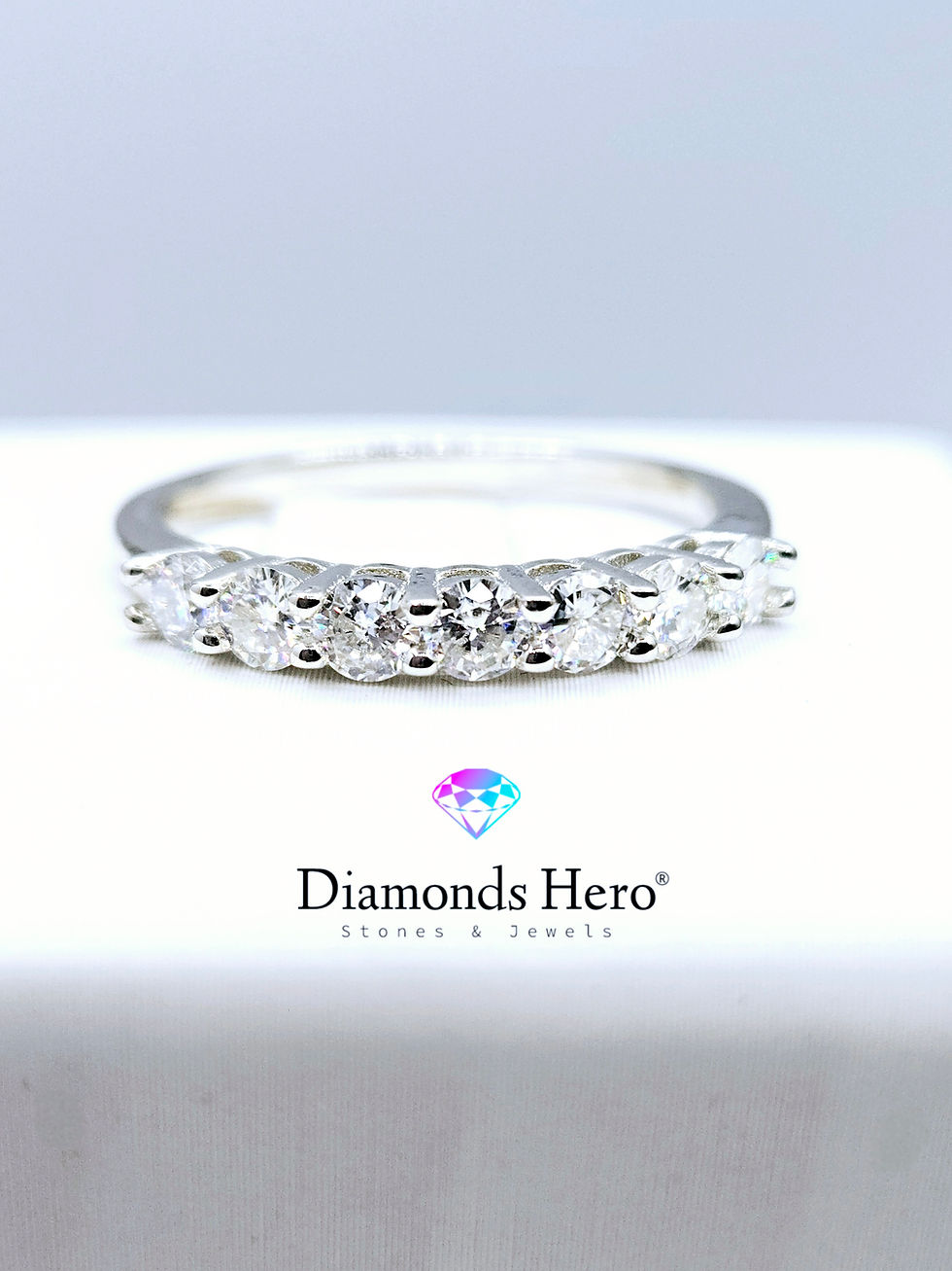 diamondshero.it anello moissanite 7 pietre argento oro silver gold ring