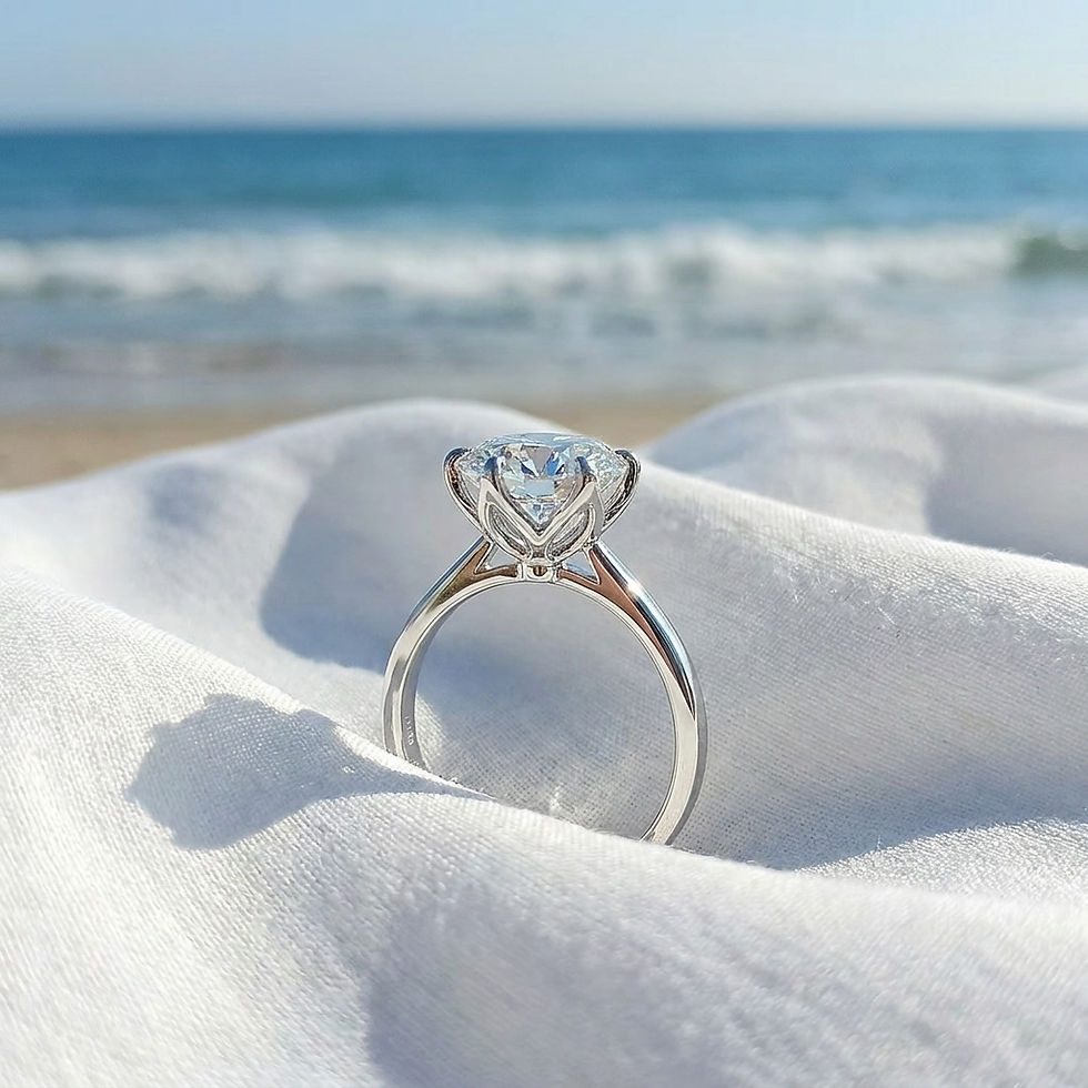 Miniatura: diamondshero.it anello solitario diamante moissanite taglio round cut ring silver gold diamond