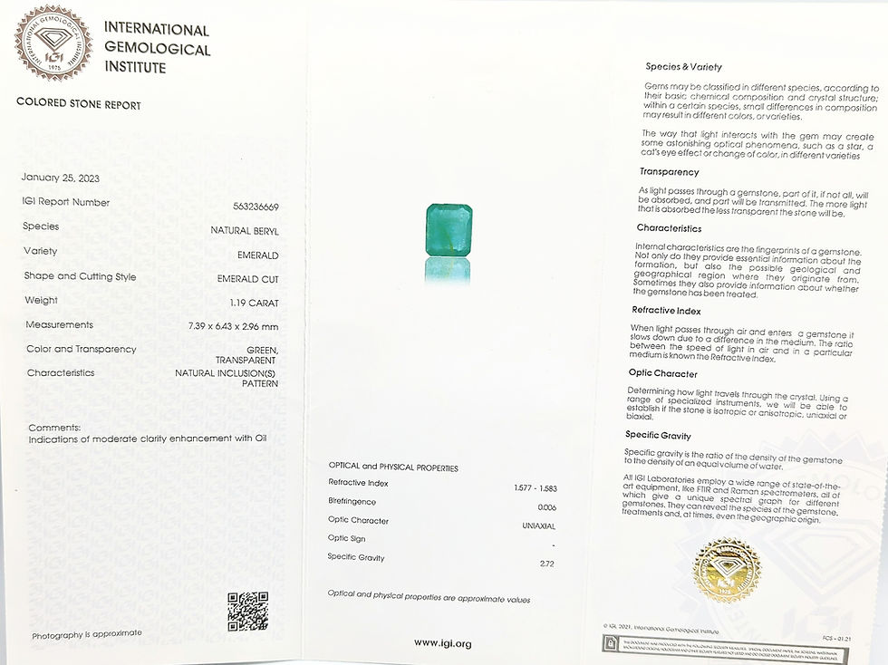 Miniatura: www.diamondshero.it smeraldo naturale verde IGI certificato certificate natural green emerald
