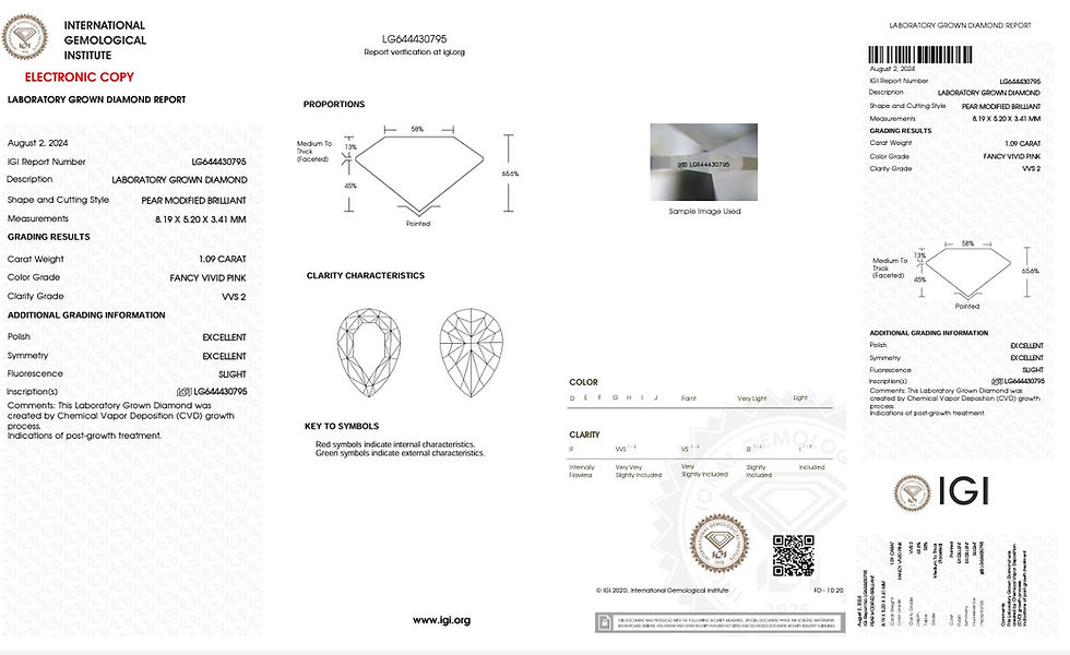 Miniatura: Diamante rosa Lab Grown, diamante sintetico, diamante artificiale, diamante da laboratorio, diamante certificato igi