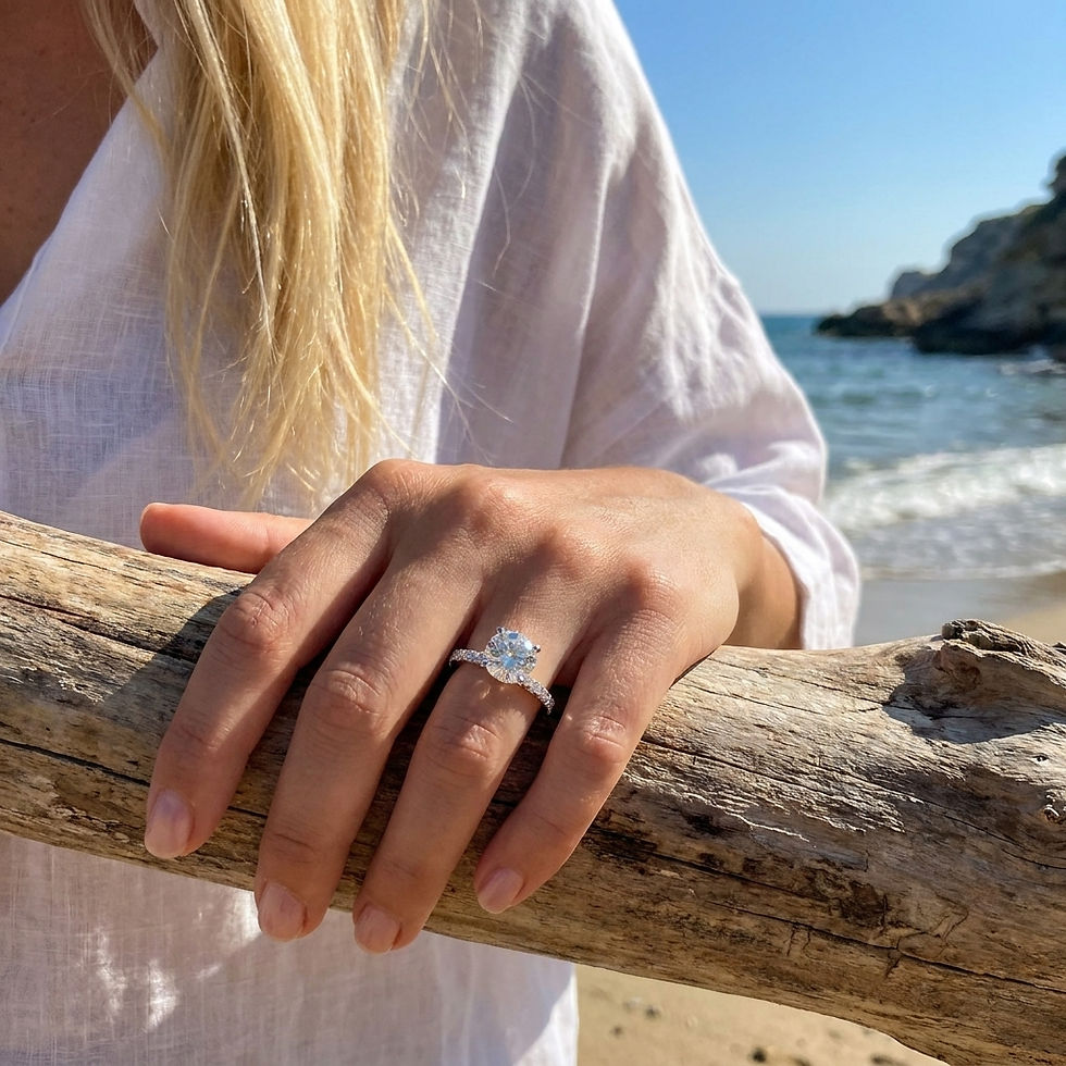 Miniatura: diamondshero.it anello solitario diamante moissanite taglio round cut ring silver gold diamond