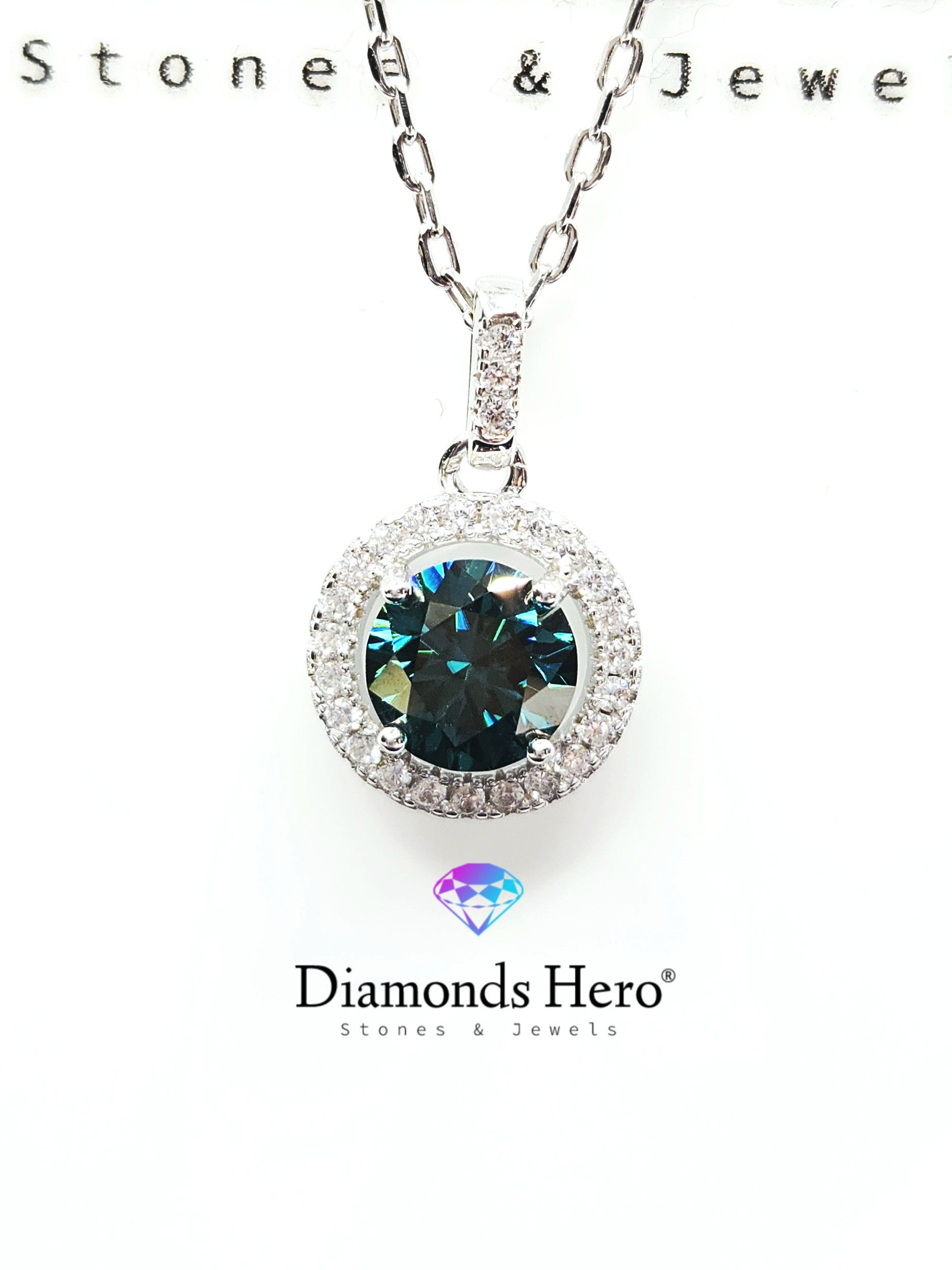 pendente punto luce diamante moissanite verde green diamond pendant silver gold