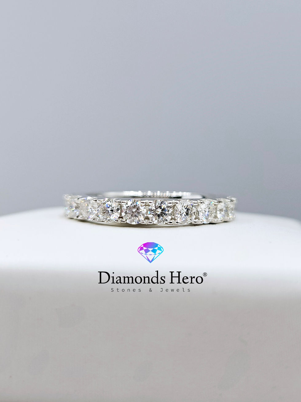Miniatura: diamondshero.it anello veretta eternity moissanite pietre argento rosa oro silver gold ring
