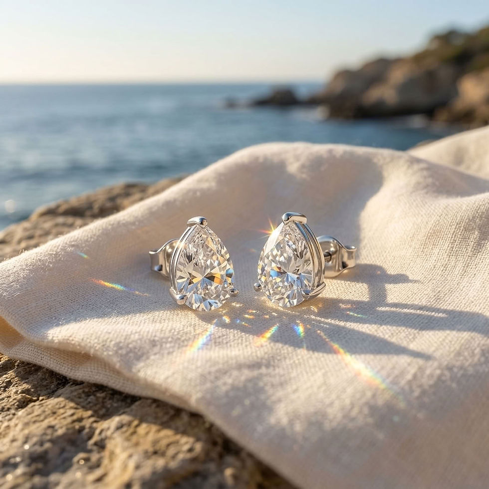 Miniatura: diamondshero.it orecchini earrings punto luce oro argento brillante pera pear diamante lab grown igi diamond gold