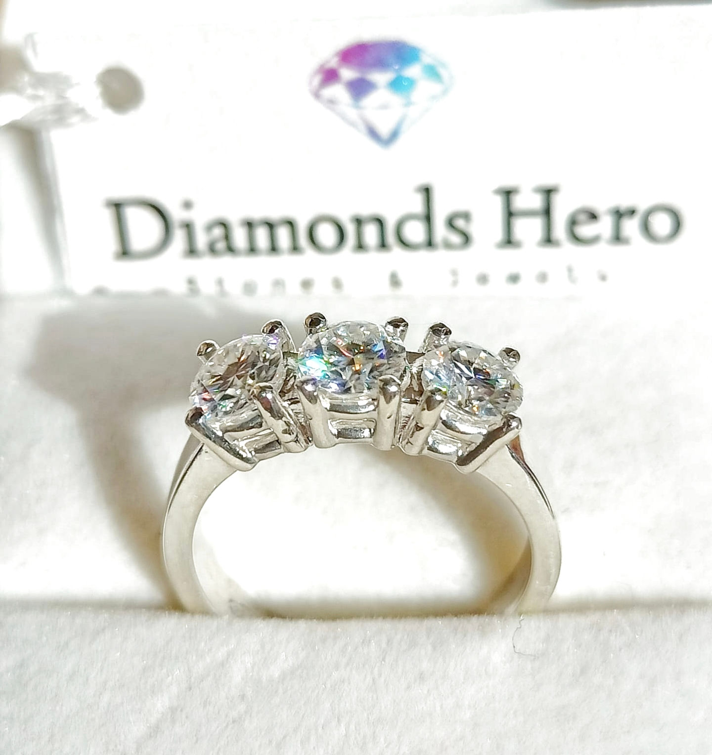 diamondshero.it anello trilogy argento oro moissanite diamante diamond silver gold ring