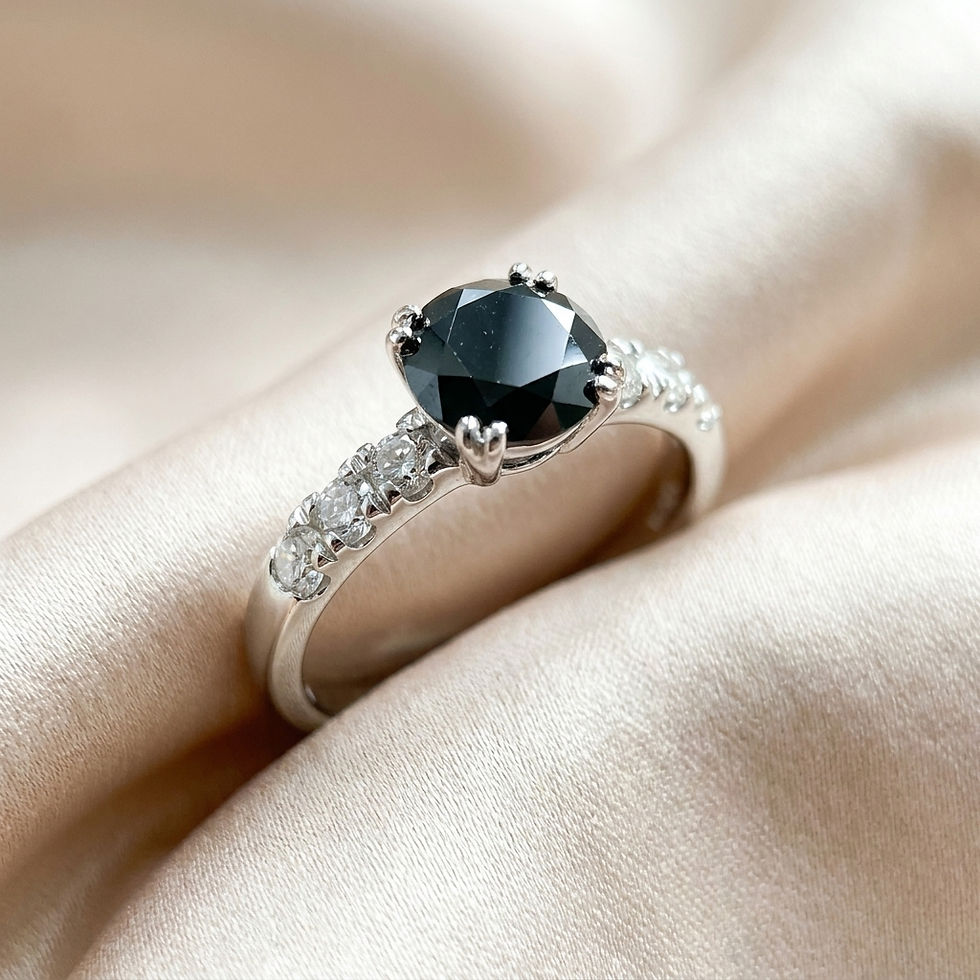 diamondshero.it anello solitario argento oro diamante brillante moissanite round rotondo nero black ring diamond silver gold