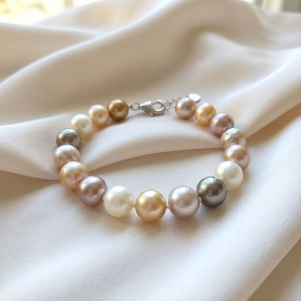 Miniatura: Perlevere.it bracciale con perle colorate acqua dolce white freshwater pearls