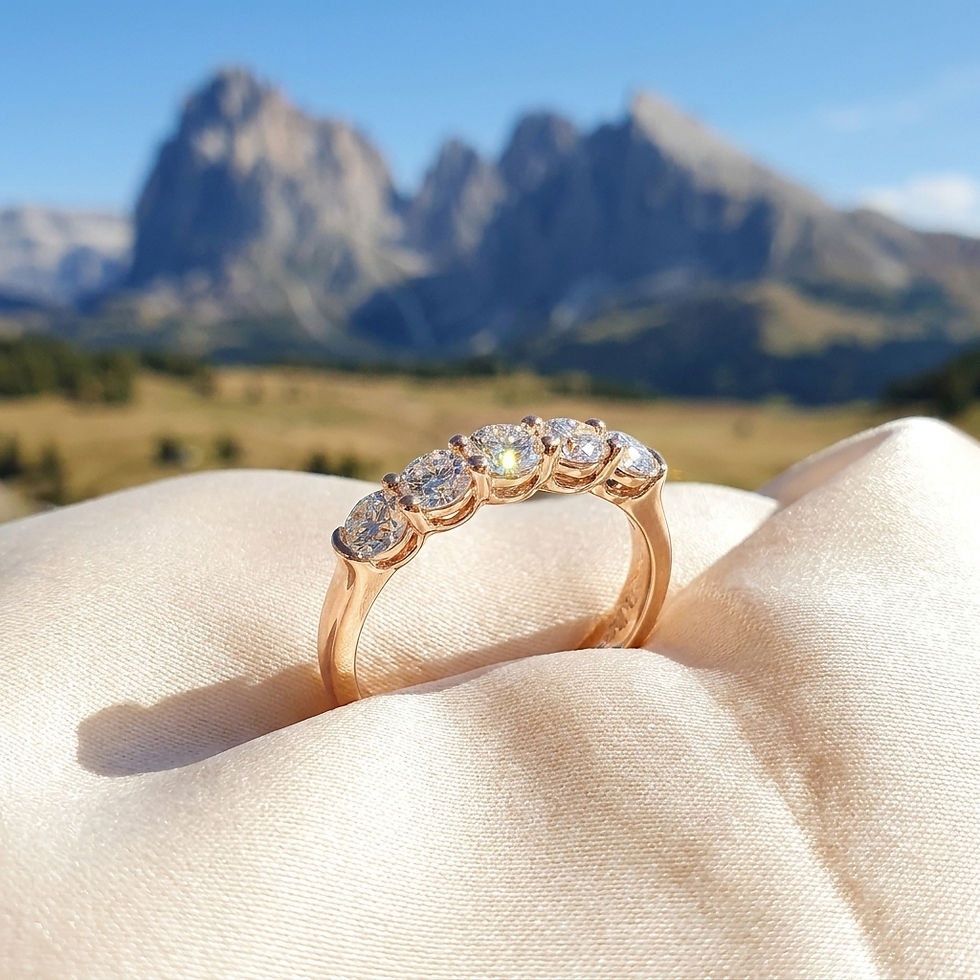 diamondshero.it anello moissanite 5 pietre argento rosa oro silver gold ring