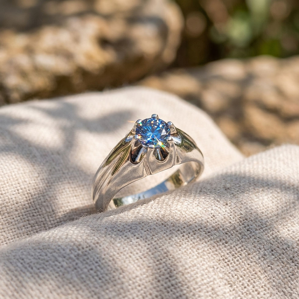 diamondshero.it anello uomo solitario diamante moissanite taglio round cut ring silver gold diamond