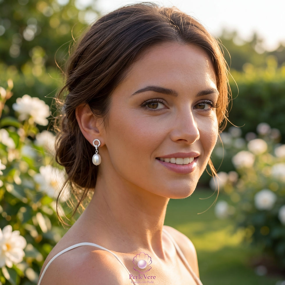 Miniatura: perlevere.it orecchini con perle di acqua dolce bianche punto luce white pearls earrings