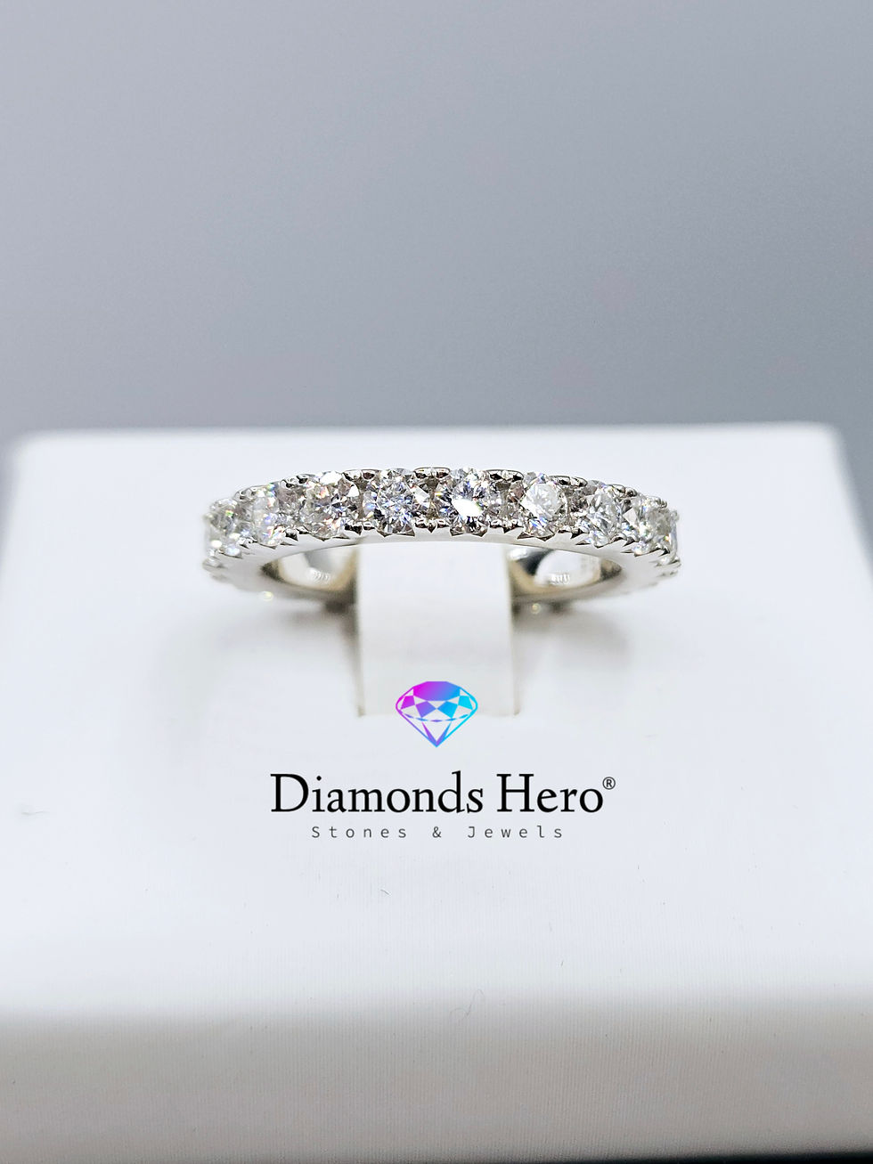 diamondshero.it anello veretta eternity moissanite pietre argento rosa oro silver gold ring