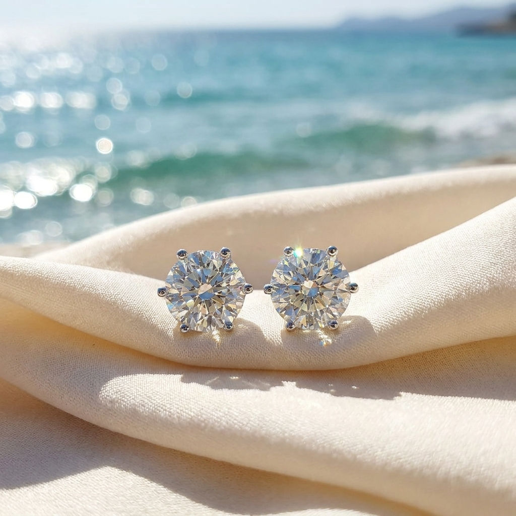 diamondshero.it orecchini earrings punto luce oro argento brillante diamante moissanite diamond silver
