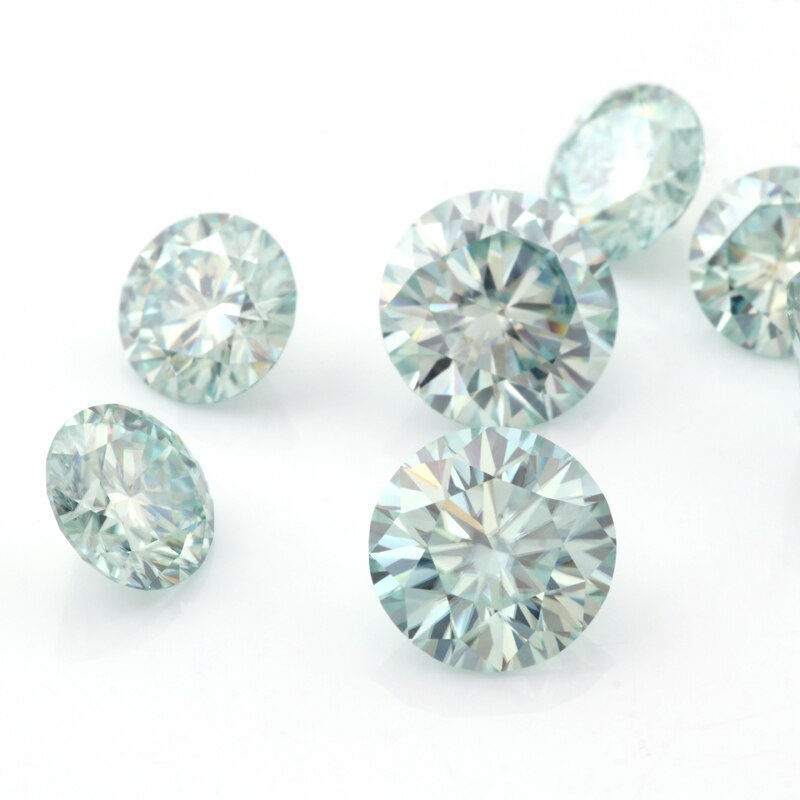 Miniatura: brillante diamante moissanite moissanit diamond taglio rotondo azzurro blu light blue round cut certificato laser