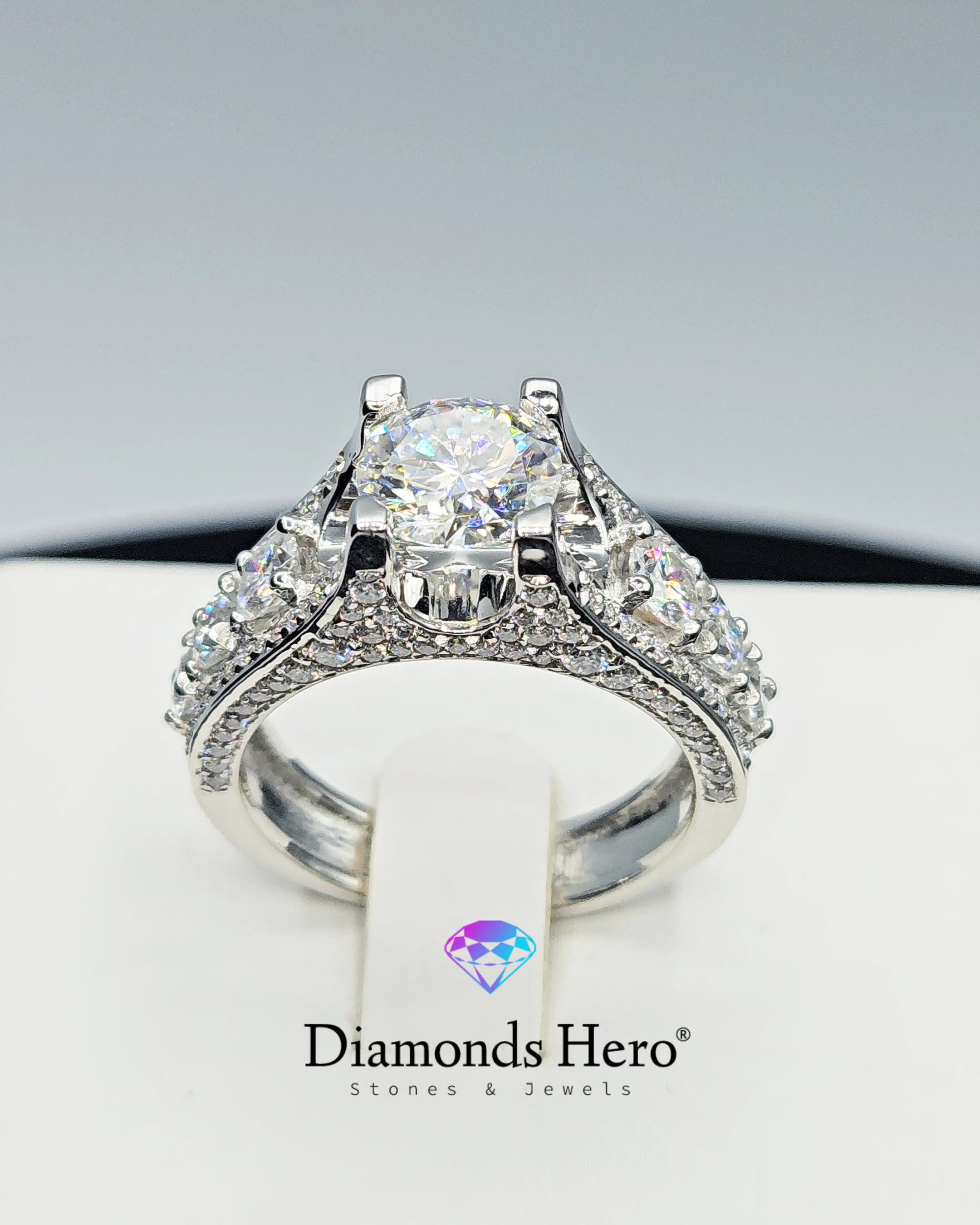 diamondshero.it anello solitario diamante moissanite ring silver gold diamond