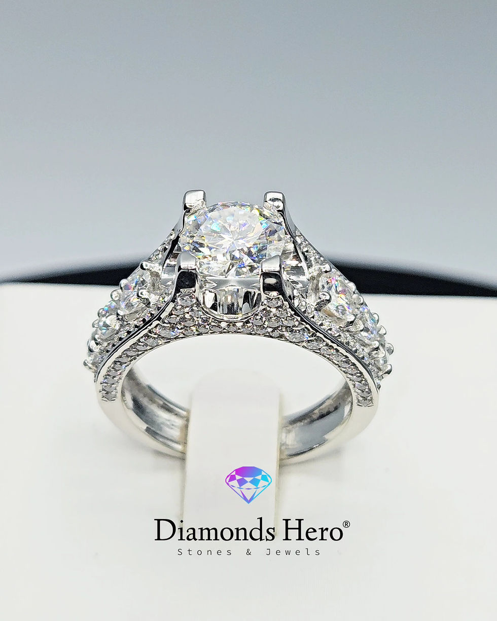 diamondshero.it anello solitario diamante moissanite ring silver gold diamond
