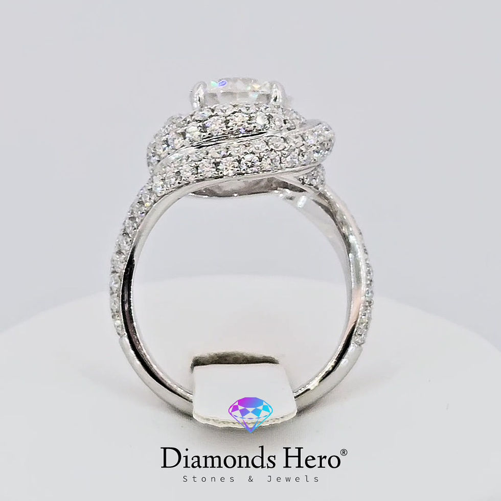 Miniatura: diamondshero.it anello solitario pavé argento oro moissanite diamante diamond silver gold ring