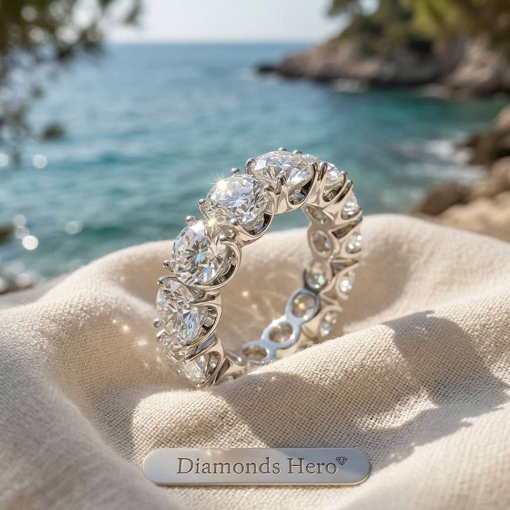 diamondshero.it anello veretta eternity argento oro moissanite diamante diamond silver gold ring