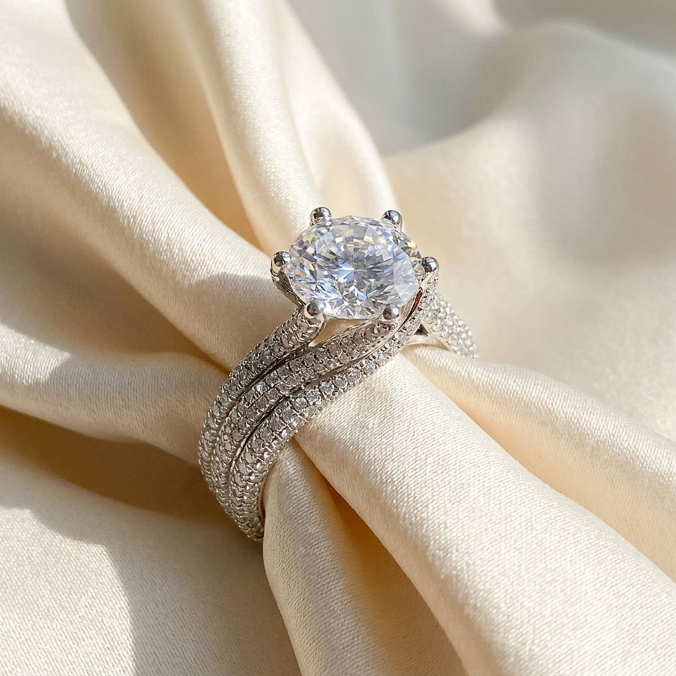 Miniatura: diamondshero.it anello solitario pavé argento oro moissanite diamante diamond silver gold ring
