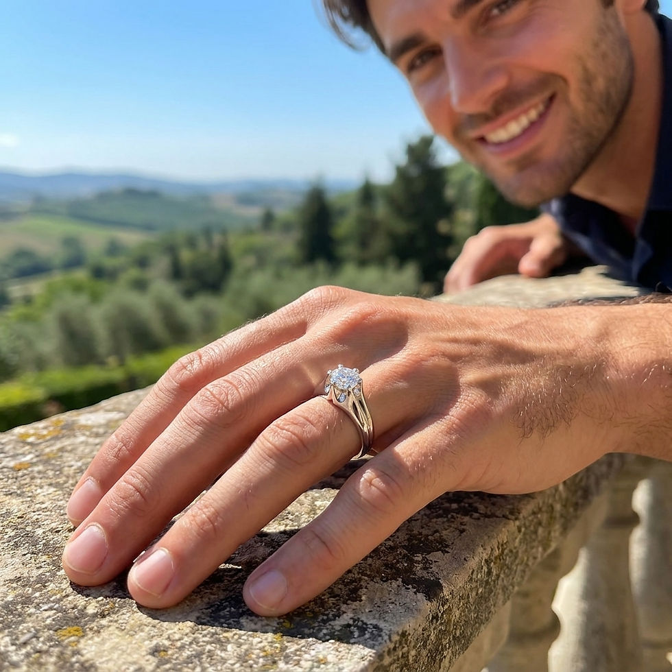 diamondshero.it anello uomo solitario diamante moissanite taglio round cut ring silver gold diamond