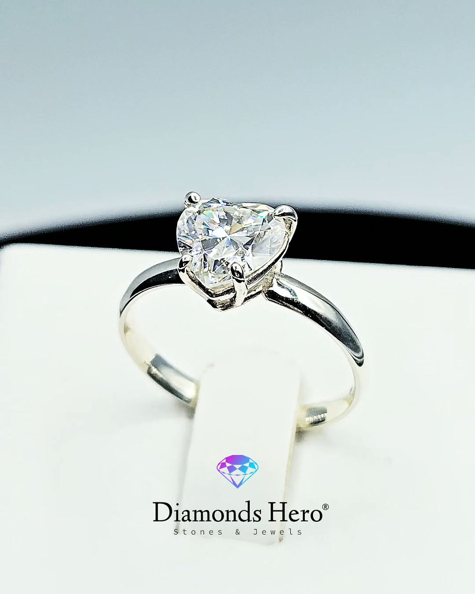 Miniatura: diamondshero.it anello solitario argento oro diamante brillante moissanite round rotondo tiffany ring diamond silver gold
