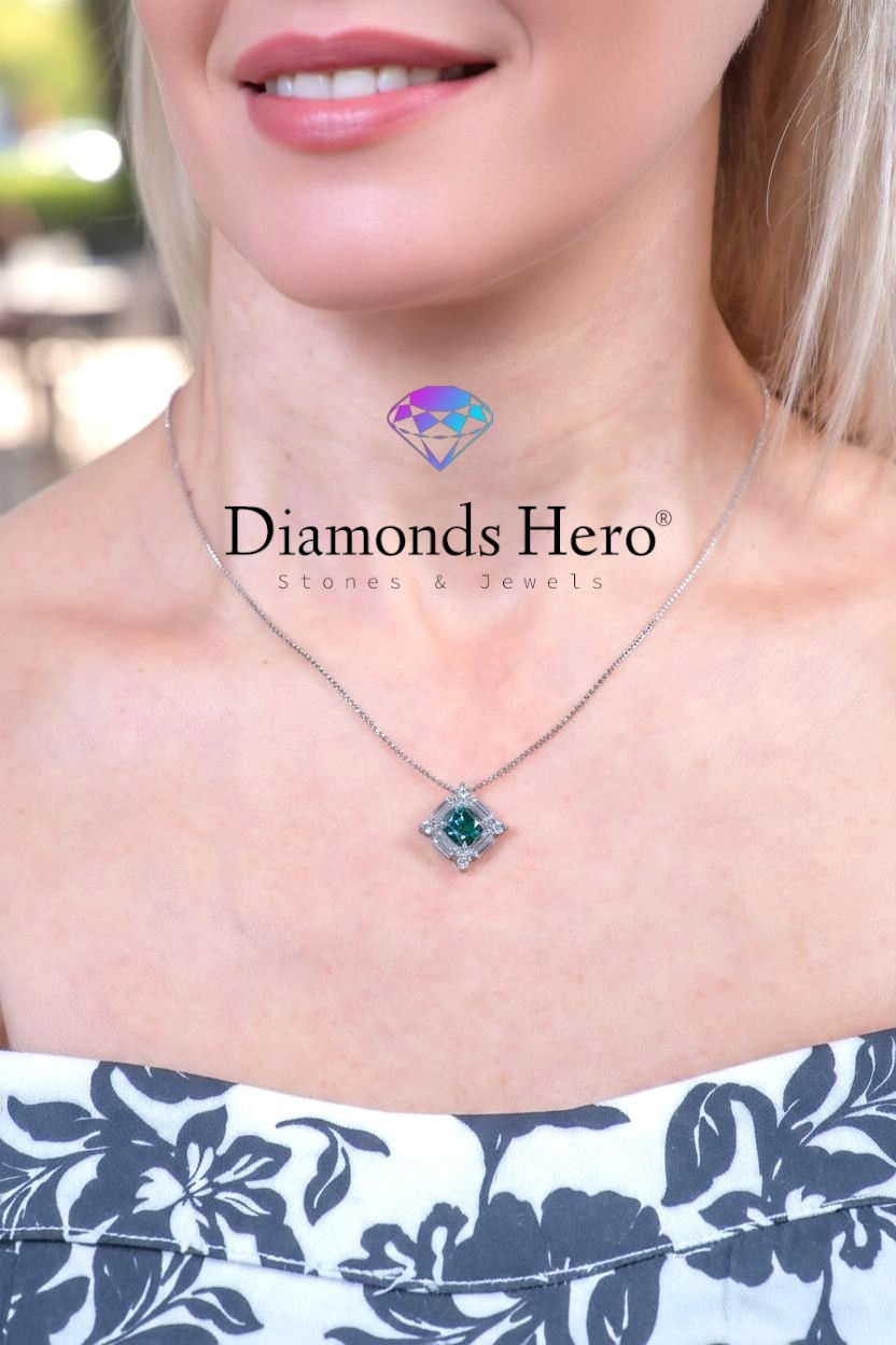 Miniatura: diamondshero.it pendente punto luce oro argento brillante diamante verde green moissanite diamond ring silver pendant