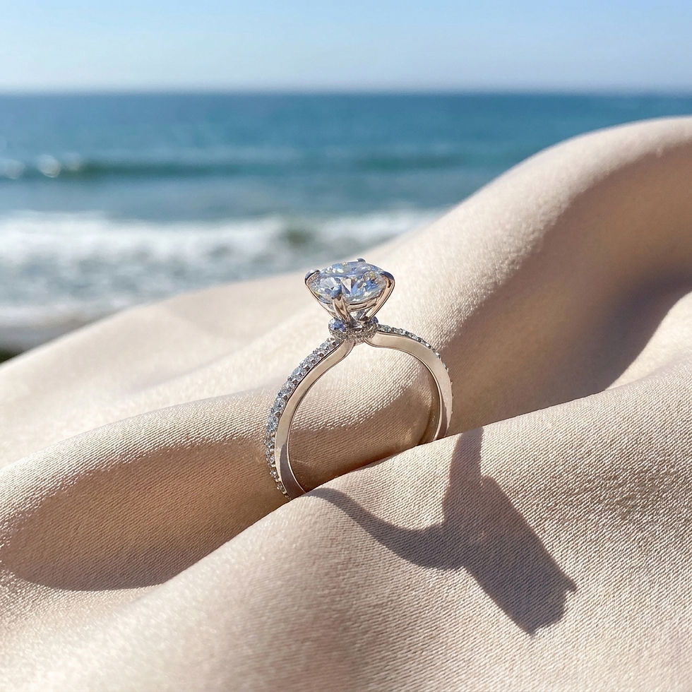 Miniatura: diamondshero.it anello solitario diamante moissanite taglio round cut ring silver gold diamond