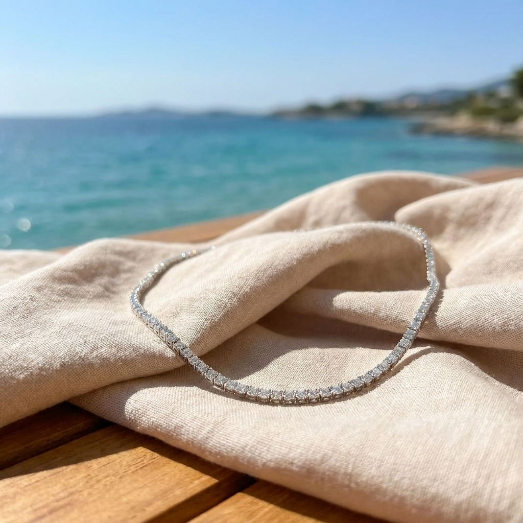 diamondshero.it collana tennis diamanti moissanite indossata tennis diamonds necklace